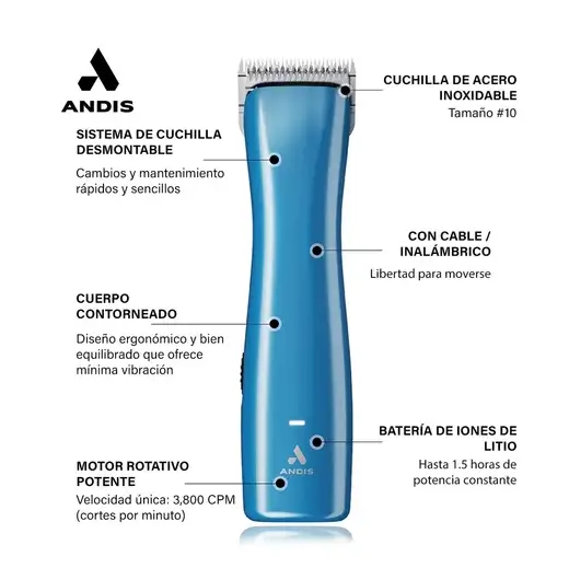 Maquina para cortar pelo de perros Andis eMERGE LITE inhalambrico vista 4