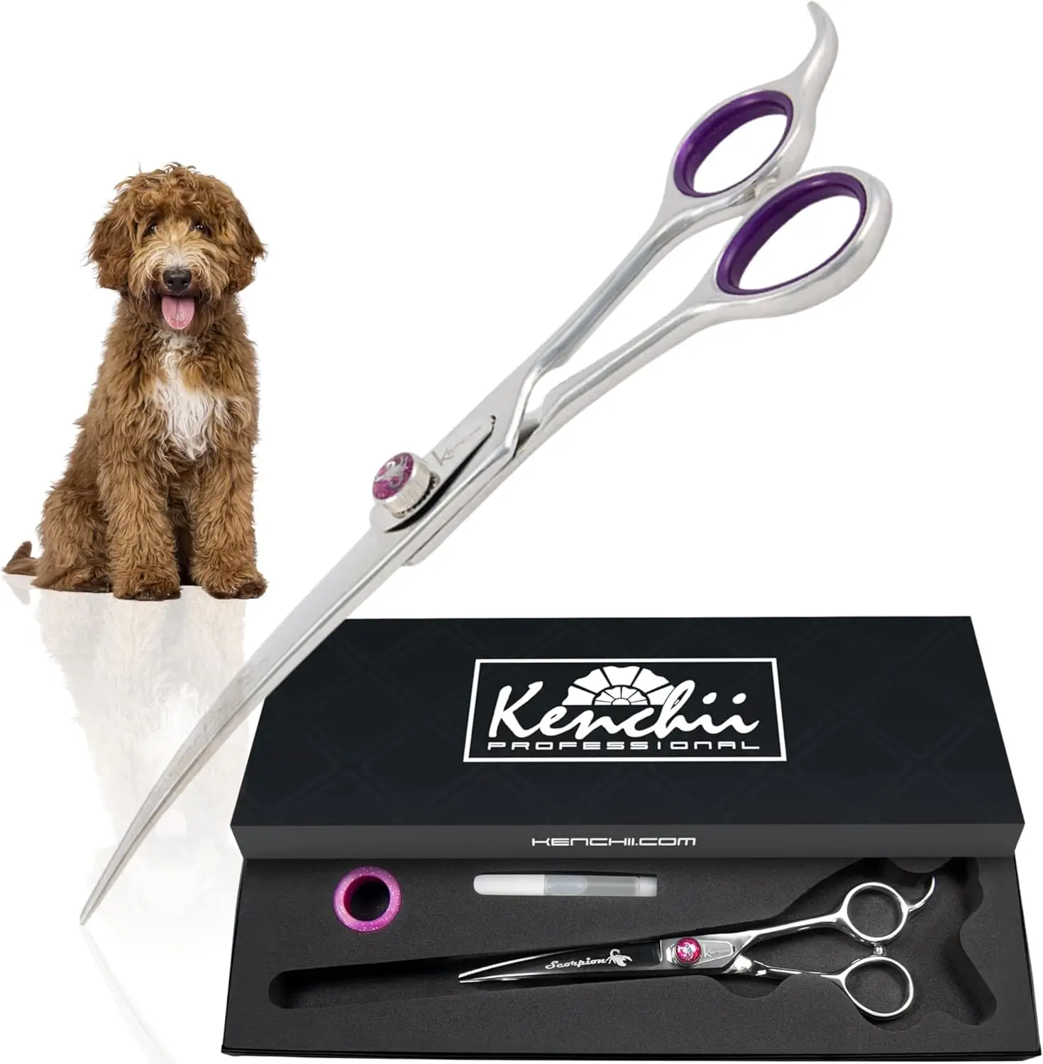 Tijera para perros Kenchii Scorpion curva 7 pulgadas vista 2