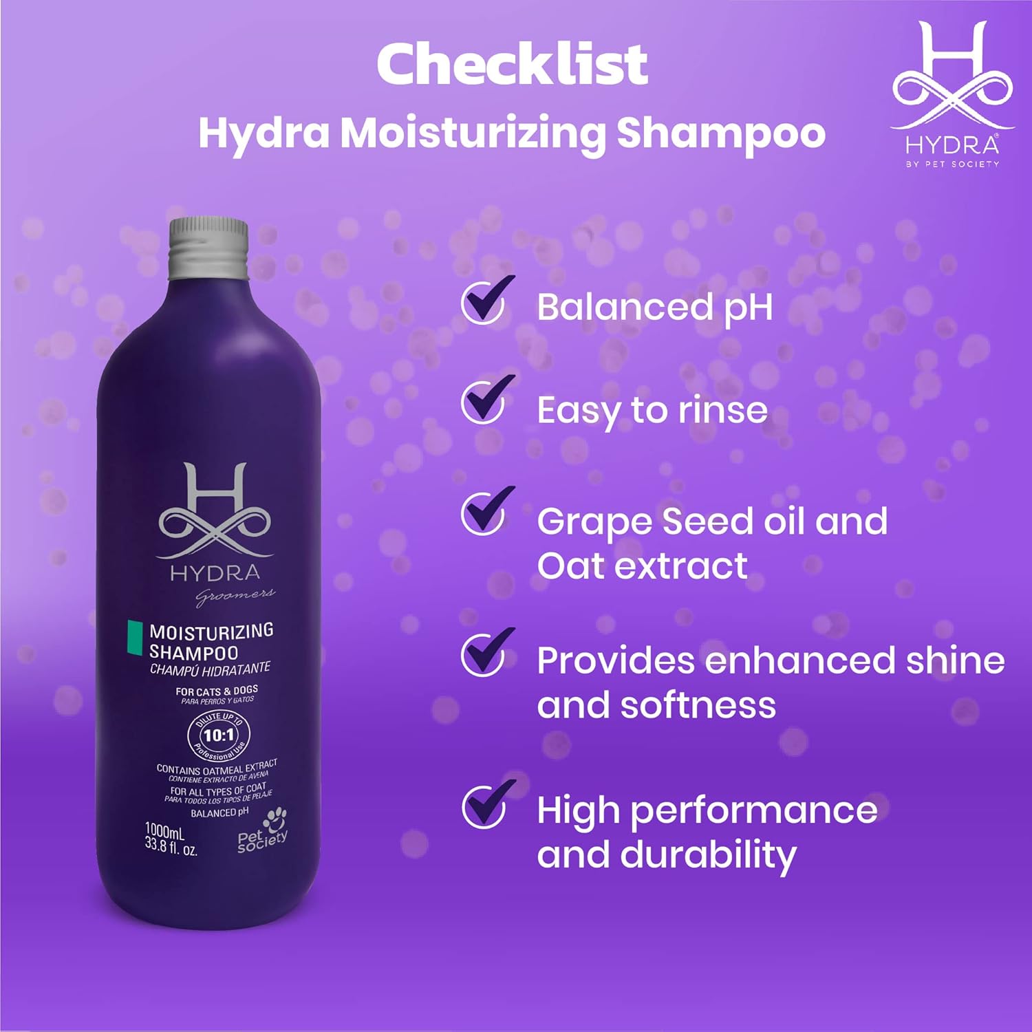 Shampoo para perros Hydra 1000ml MOISTURIZING vista 2